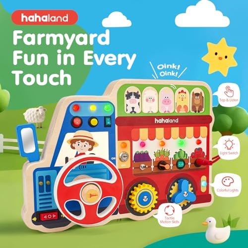 hahaland Montessori Busy Board for Toddlers 3-5, 18-in-1 Wooden Busy Board - Image 4