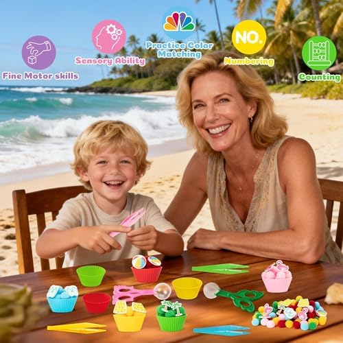 EZdhuawuse Summer Sensory Bin Fillers, 268Pcs Hawaii Beach Fine Motor - Image 6
