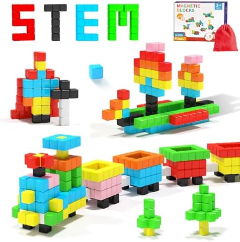 Hiwawind 40pcs Magnetic Blocks -Ideal Gifts for 3 4 5 6 Year Old,STEM Learning Toys for 3-5 Year Old Boys & Girls, Safe & Strong Building Blocks with ASMR Sounds,Classroom Must Haves by Hiwawind