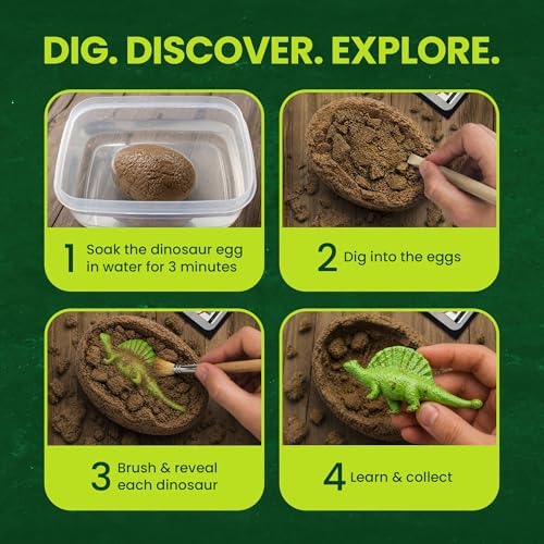 Nature Gear Dino Dig Kit for Kids, Dinosaur Eggs Digging Kit, Educational Egg Excavation Kit with 12 Glow in The Dark Mystery Dinosaurs, Interactive Archaeology Fossil Toy for Kids Age 3-5 and Up - Image 5