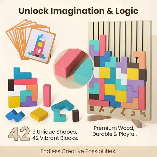 Wooden Stacking Puzzle Toy,Wooden Montessori Russian Blocks Puzzle -3D Stacking Toy for 3-6 Year,Educational Gifts for Boys and Girls. - Image 4