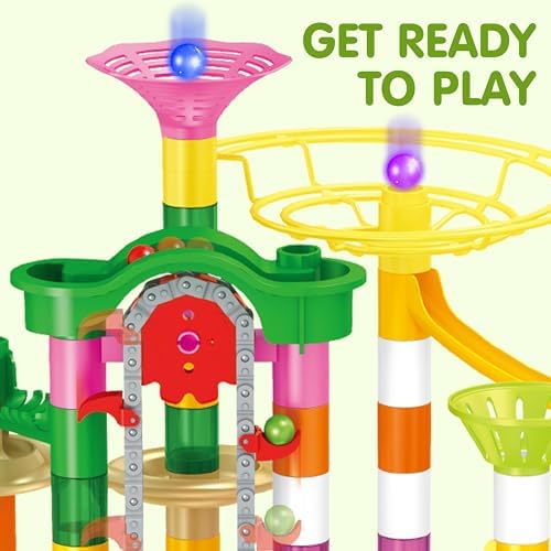 JOYIN 236Pcs Glowing Marble Run with Motorized Elevator- Construction Building Blocks Toys with 30 Glow in The Dark Plastic Marbles, STEM Toy for Boys and Girls, Birthday Gift, Easter Basket Stuffers - Image 3