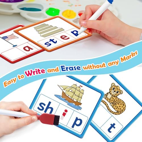 Torlam CVCC & CCVC Word Games, Sight Words Flash Cards Spelling Reading Learning Phonics Games for Kids, Speech Therapy Toy, Kindergarten Classroom Must Have Learning Activities Homeschool Supplies - Image 4