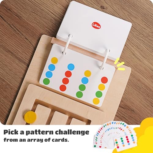 LiKee Slide Puzzle Color Sorting Matching Toys, Airplane Car Travel Busy Board for Toddler No-Lose-Parts and Portable, Montessori Wooden Educational Toys Board Games for Kids Boys Girls 3+ Years Old - Image 4