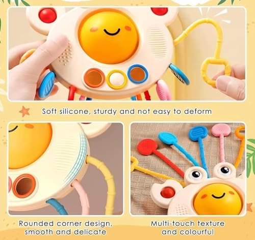Yummy Baby Products Montessori Sensory Toy for Babies, Silicone Pull String Teething Toy, Perfect for Entertaining Baby While Developing Motor and Sensory Skills (Crab) - Image 5