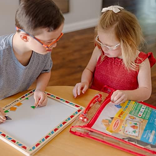 Melissa & Doug Deluxe Wooden Magnetic Pattern Blocks Set - Educational Toy with 120 Magnets and Carrying Case, Multi/None, 1 EA, English Only. - Image 5