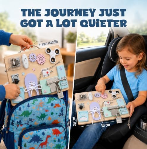 Jumble Dream Montessori Busy Board, Sensory Toddler Toy 3+, Pastel Party - Image 5