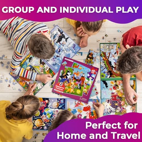Magnetic Puzzles for Kids Ages 3-5 - 2x48 Pieces Travel Games 2-4 - Image 4