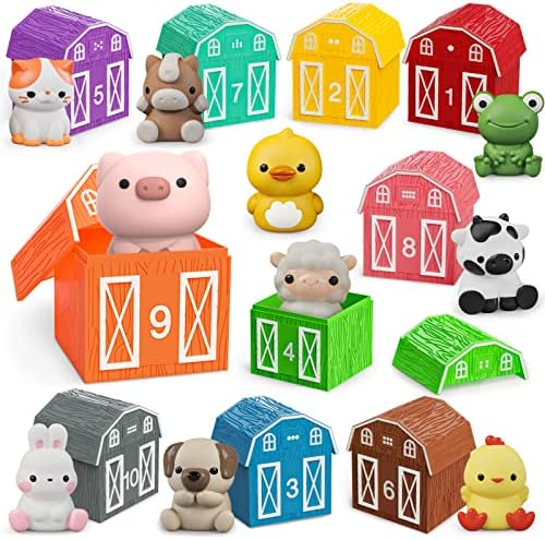 Learning Toys for 1 2 3+ Year Old Toddlers, 20pcs Farm Animals Barn Toys by AuroTops