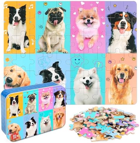 LELEMON Puzzles for Kids Ages 4-6,60 Piece Puzzles for Kids in Metal Box by LELEMON