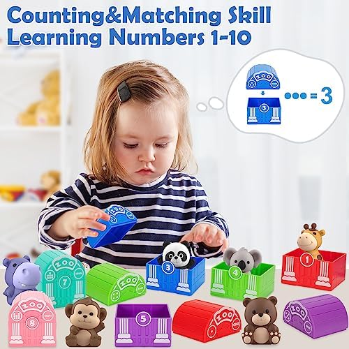 Learning Toys for 1,2,3 Year Old Toddlers, 20Pcs Safari Animals Toys Montessori Counting, Matching & Sorting Fine Motor Games, Christmas Birthday Easter Gift for Baby Boys Girls Age 12-18 Months - Image 6