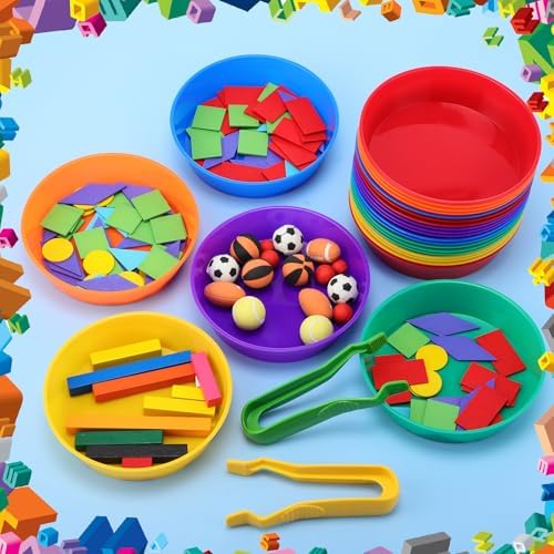 48 Pcs Sorting Bowls and Tweezers for Preschool Counting and Sorting Toy Early Math and Fine Motor Skills Stem Sets Gift - Image 5