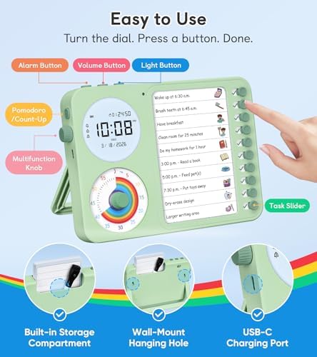 3-in-1 Visual Timer & ADHD Tool for Kids with Chore Chart & Planning Board - Image 5