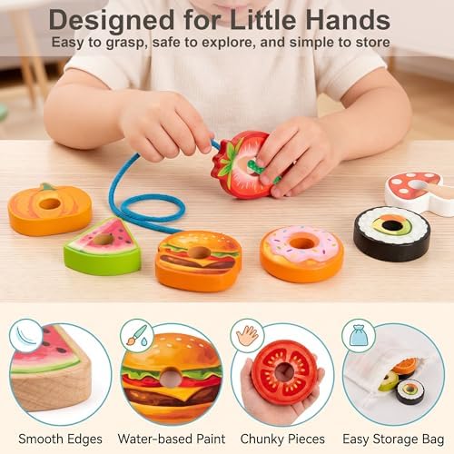 Wooden Caterpillar Lacing Toy, Fine Motor Skills Preschool Gift - Image 4