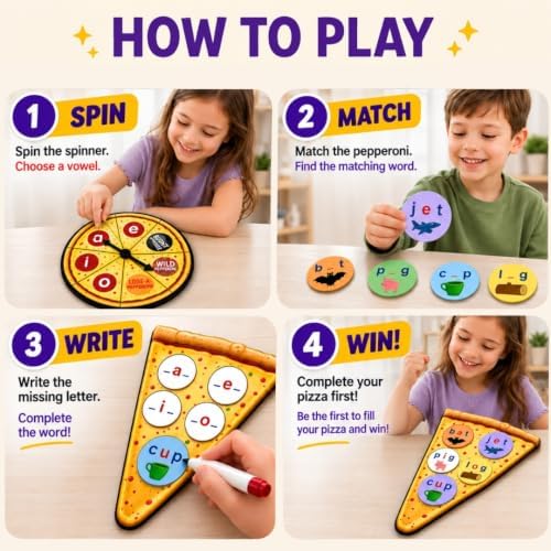 CVC Words on Pepperoni - Learn to Read & Write, Magnetic Phonics Games - Image 3