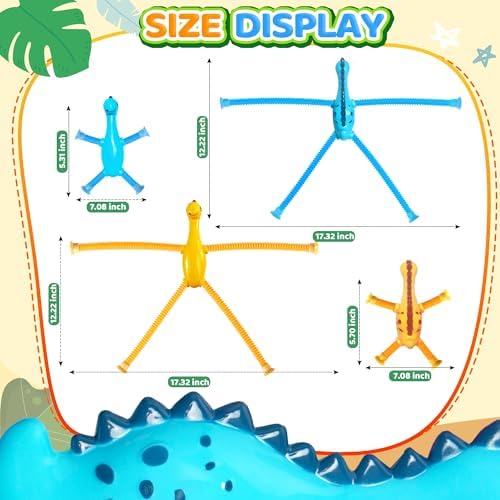 4Pcs Dinosaur Airplane Travel Car Ride Toys for Toddlers Kids Boys Girls Sensory Suction Cup Tube ADHD Autism Road Trip Car Activities Essential Stocking Easter Basket Stuffer Valentines Gift - Image 4