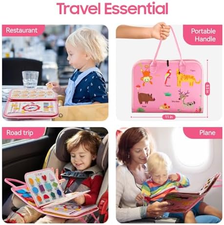 HumorPlay Busy Board Montessori Toys for 1,2,3 Year Old Girl Gifts, Sensory Educational Busy Book for Toddlers 1-3 Age, Christmas Birthday Gift for 1-2 Year Old Girl Toys - Image 2