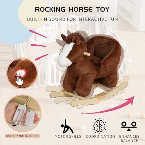 Pony Rocking Horse with Sound and Music for Ages 12-36 Months, Brown - Image 5