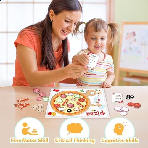 AKAYOK Pizza Felt Board Counting Game – Double-Sided Felt Play Set– Interactive Learning Supplies– Perfect for Math, Color Recognition - Image 2