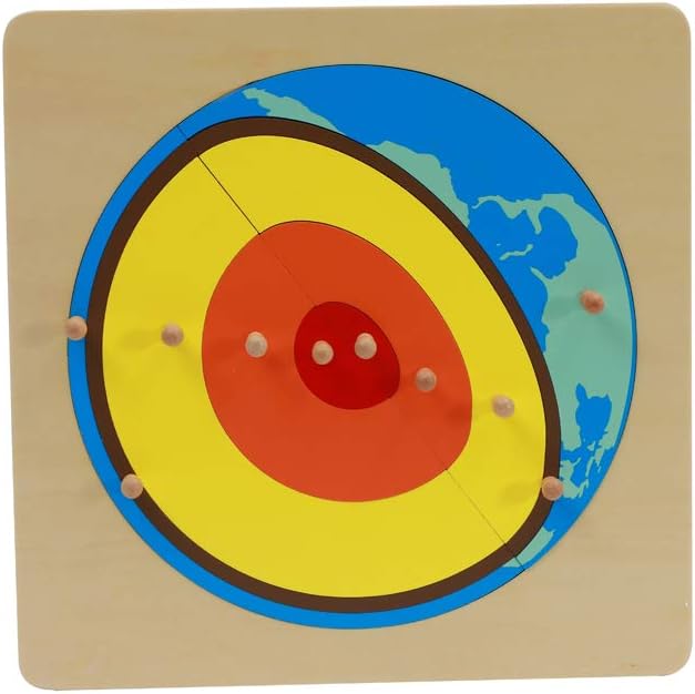 Montessori Earth Interior Panel Puzzle Early Childhood Education Geographical Aids Montessori Materials Earth Core Puzzle by Thoth