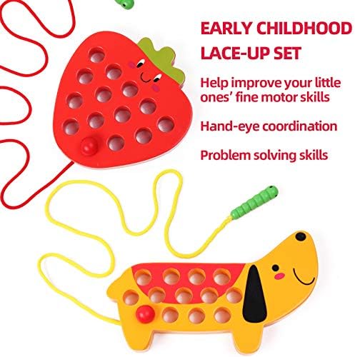 Wooden Lacing Threading Toys Fine Motor Skill Toys for 3 Year Old - Image 4
