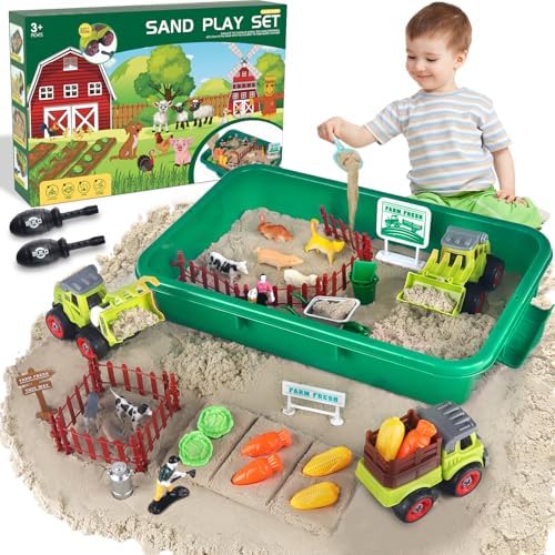 Aliex Farm Sensory Bin, Sensory Kits with Play Sand for Toddlers Ages 3-8 by Aliex
