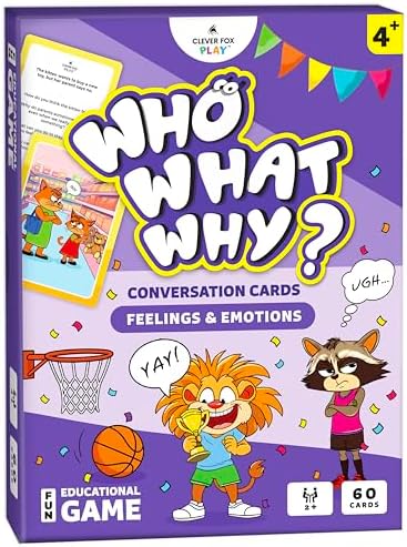 Who What Why Feelings Conversation Cards for Kids, Social SEL Game, Ages 4+ by CleverFoxPlay