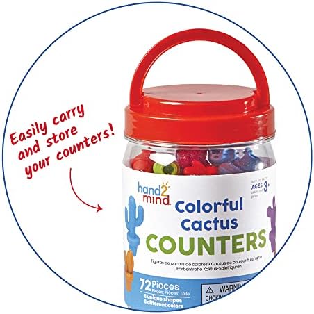 hand2mind Colorful Cactus Counters, Color Sorting Toys, Counters for Kids Math, Plastic Cactus Toy, Kids Counting Tools, Classroom Math Manipulatives Preschool, Montessori Math Materials - Image 4