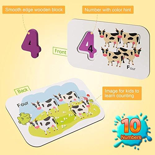 Coogam Numbers and Alphabets Flash Cards Set - ABC Wooden Letters and Numbers Animal Pattern Board Matching Puzzle Game Montessori Educational Learning Toys Gift for Preschool Kids Age 3 4 5 Years - Image 5