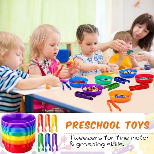 48 Pcs Sorting Bowls and Tweezers for Preschool Counting and Sorting Toy Early Math and Fine Motor Skills Stem Sets Gift - Image 6