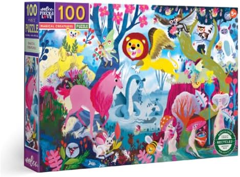 eeBoo Magical Creatures 100 Piece Children's Puzzle, 26" x16" Fantasy Theme by eeBoo