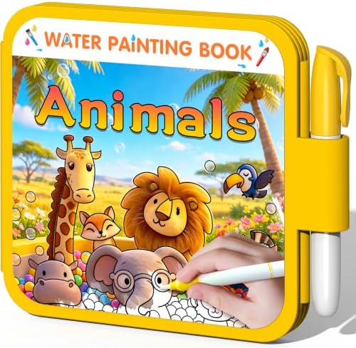 ZHOC Reusable Water Painting Books for Kids – Magic Water Reveal Coloring Books with Water Pens (Animals) No-Mess Coloring Book Fun Travel Activity for Ages 3 4 5 6 7 8 by ZHOC