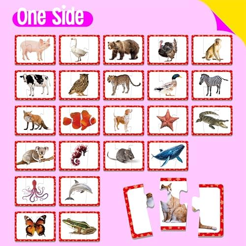 48 Animal Matching Puzzles with Error-Correction, 3-Piece Self-Correcting Puzzle Matching Game Educational Learning Activities for Toddlers, Animal-Themed Learning Games Toys for 3 Years Old - Image 4