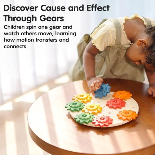 PlanToys® Wooden Spinning Gears Playset Montessori Construction Kids STEM - Image 5