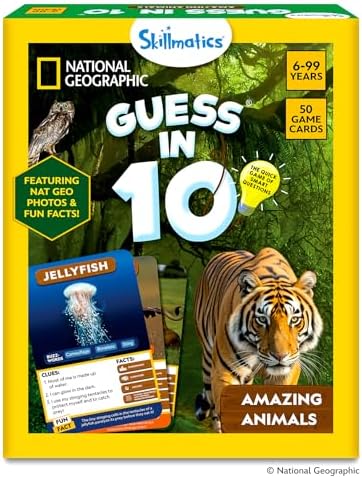 Skillmatics Guess in 10 Game – National Geographic Animals, Gift for Kids by Skillmatics