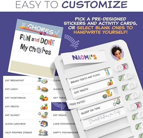 Chore Chart for Kids – Daily Routine Chart for Kids with Checklist & Stickers, Magnetic Kids Chore Chart – 360 Pcs Set of Chore Board Visual Schedule for Kids with Autism & Best ADHD Tools for Kids - Image 3