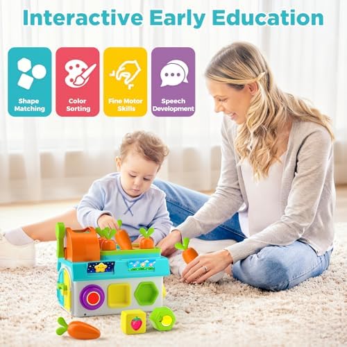 Learning Toys for 1,2 Year Old Girl Boy Gifts, Montessori Shape Sorting Toys for Toddler 1-3 Age, Musical Educational Baby Toy 12-18 Month, Christmas Birthday Gift for 1-2 Year Old Girl Boy - Image 3