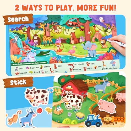 JoyCat Reusable Sticker Book Set, 4-Pack, 120+ Stickers, Kids Travel Toys - Image 3