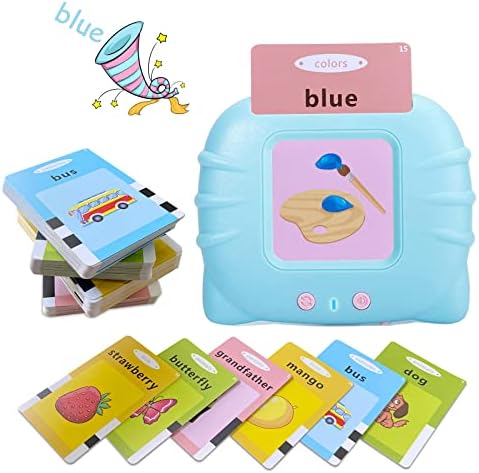 Toddler Talking Flash Cards for 1 2 3 4 5 Year Old Boys and Girls - Language Sensory Learning Device with 224 Sight Words - Montessori,Pocket Speech Therapy,Autism Toys,Christmas Birthday Gift - Blue by ZMKHJJG