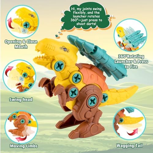 Dinosaur Toys for 3, 4, 5, 6, 7 Year Old Boys, Take Apart Dinosaur Toys for Kids, STEM Educational Construction Building Toy, Ideal Birthday Christmas Easter Gifts - Image 2