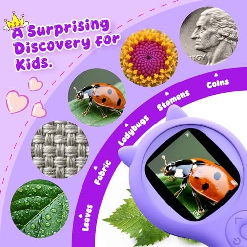 Ashfly Kids Microscope, 500X Digital Magnifying Glass, STEM Toy, Purple - Image 4