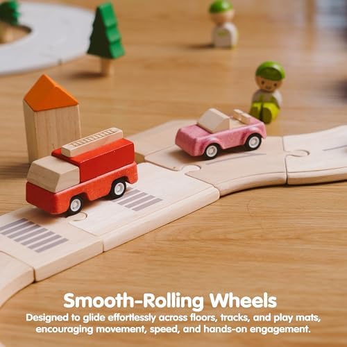 PlanToys® Vehicle Set Wooden Montessori Kids Indoor Outdoor Play Toy Fun - Image 6