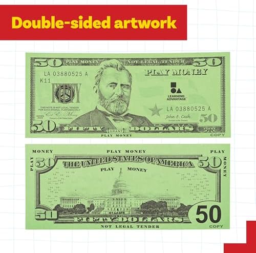 Learning Advantage Fifty Dollar Play Bills, Set of 50 Paper Bills - Image 6