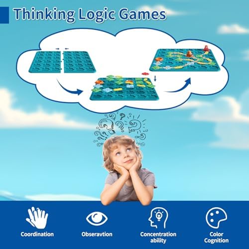 Kids Board Games Learning Toys, STEM Educational Logic Kits with 200+ Challenges & 4 Difficulty Levels, Brain Puzzles Maze Games for Boys Girls Ages 3-10 Birthday Gifts - Image 3