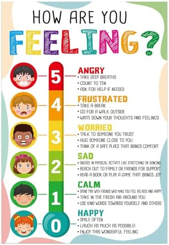 FaCraft Feelings Chart Poster for Kids Toddlers 11.2"x16.5" Laminated Boho by FaCraft