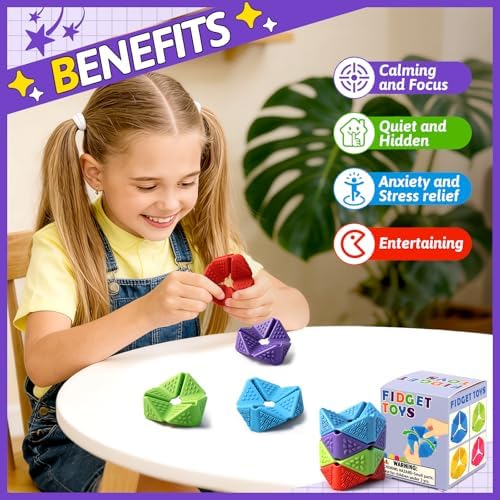 4PCS Sensory Flip Cube Fidget Toys, Quiet Fidget Toy for Kids & Adults - Image 2