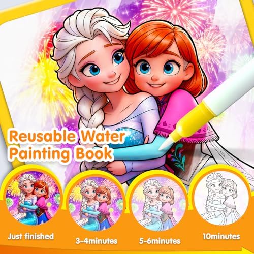 ZHOC Reusable Water Painting Books for Kids – Magic Water Reveal Coloring Books with Water Pens (Ice World) No-Mess Coloring Book Fun Travel Activity for Ages 3 4 5 6 7 8 - Image 2