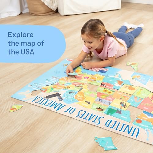 Melissa & Doug USA Map Jumbo Floor Puzzle 51-Piece Educational Toy - Image 5