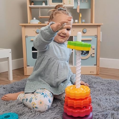 LUCKFUTURE Spinning Stacking Toys, Educational Toddler Toy Stacking Rings Baby Toys, Montessori Toy for Girls and Boys, Spin Gears Christmas Birthday Gift for 1-3 Year Old - Image 2