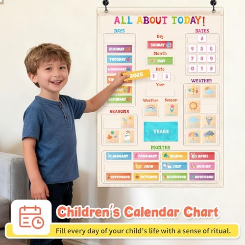 Morning Circle Time Board,Preschool Daily Calendar Learning Chart,Days Week Month Year Weather Seasons Chart for Kids,All About Today Chart for Homeschool Preschool Activities - Image 5
